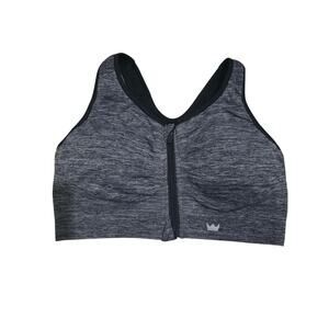 SHEFIT 1 Luxe Bra Front Zip Padded‎ Wireless Gray Womens Workout Comfort
